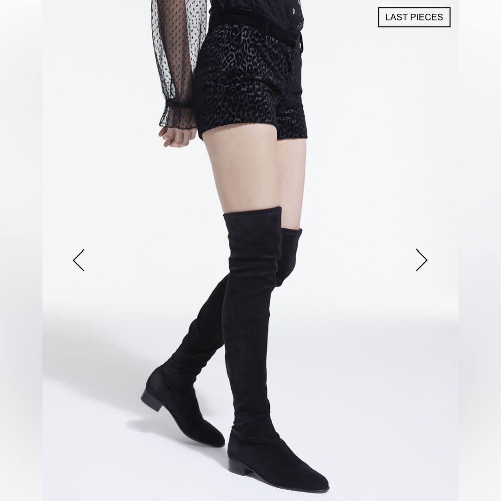 NWT The Kooples Over the knee thigh high suede leather black heeled tall boots - Picture 5 of 17